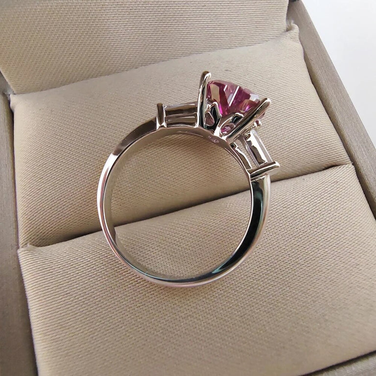 Romantic Heart 1CT Pink Moissanite Ring - S925 Sterling Silver, VVS, with Gift Box