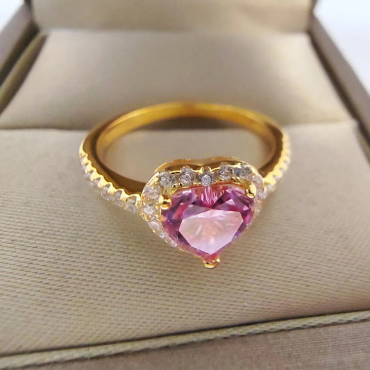 Elegant Heart 2CT Pink Moissanite Ring - S925 Sterling Silver, VVS, with Gift Box