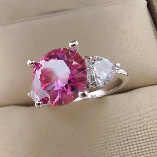 Luxurious 3CT Pink Moissanite Ring -  S925 Sterling Silver, VVS, with Gift Box